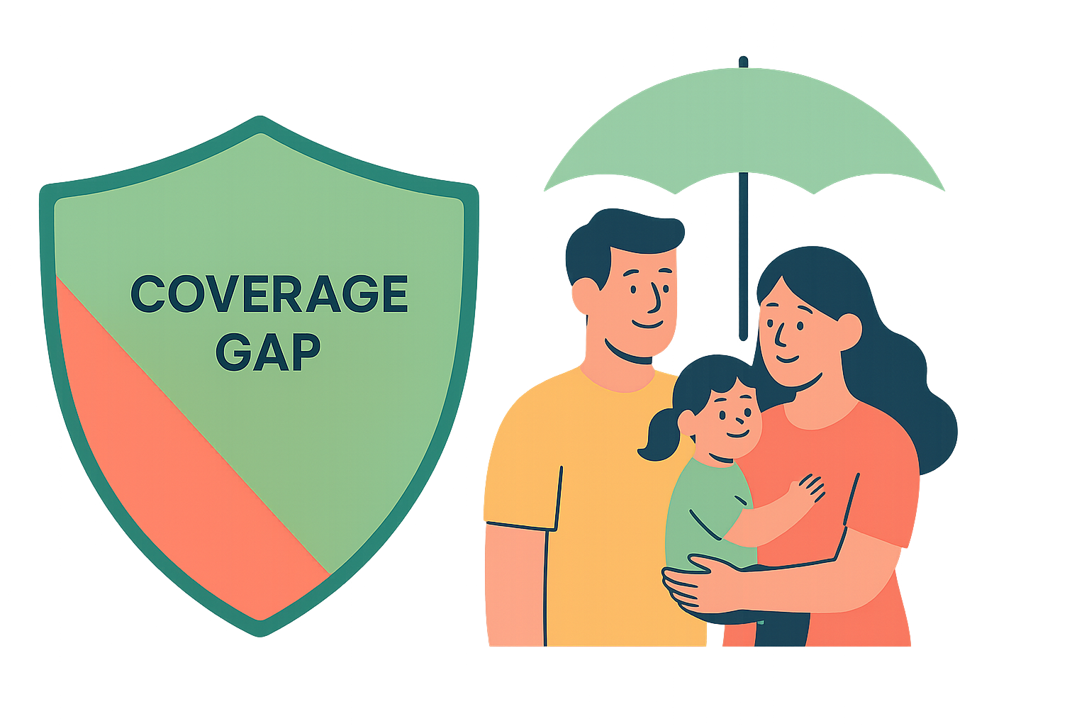 Family under umbrella illustration